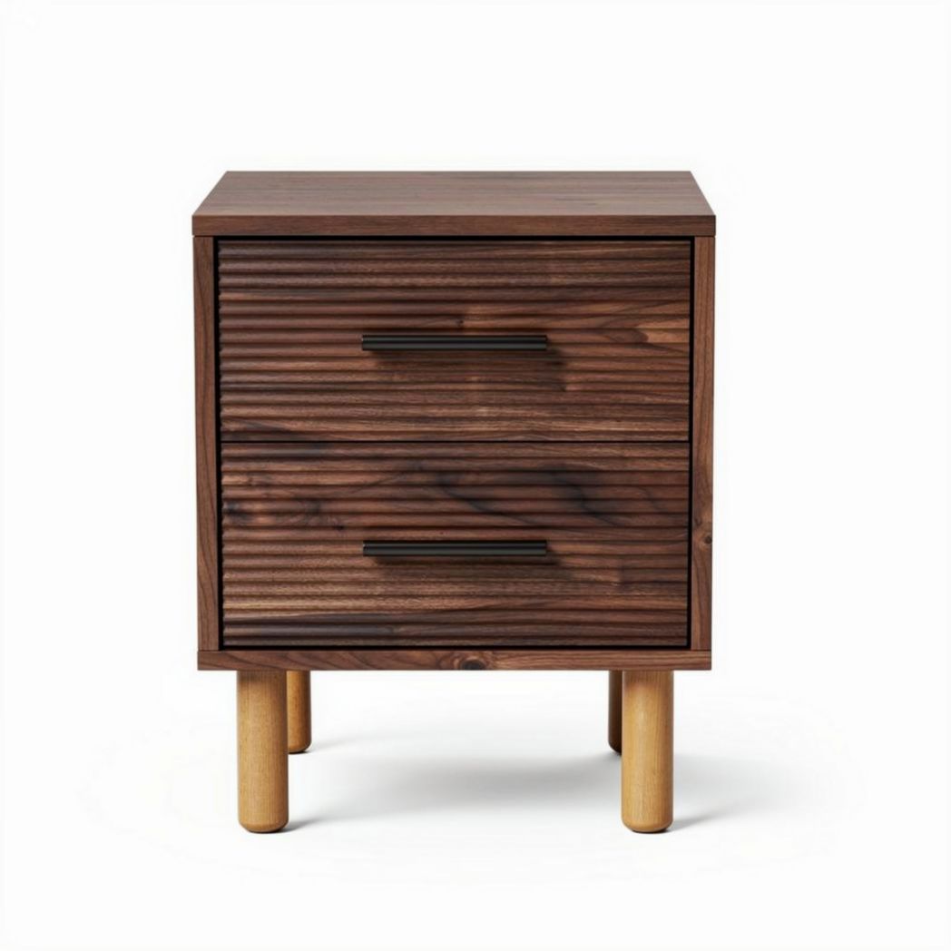 Wooden nightstand with two drawers and natural finish 40 x 40 x 50cm