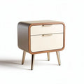 Wooden bedside table with two drawers and metal legs 40 x 40 x 45cm