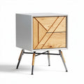 Wood and metal nightstand with geometric design 40 x 40 x 50cm