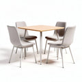 Square dining table with four upholstered chairs in gray 80 x 80 x 75cm