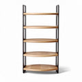 Wooden five-tier shelving unit with black metal frame 50 x 30 x 140cm
