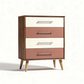 Four-drawer chest with wood finish and painted accent colors 80 x 40 x 100cm