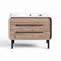 Wooden bathroom vanity with white sink and two drawers 70 x 45 x 60cm