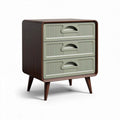 Wooden nightstand with three drawers in green and brown 50 x 40 x 70cm