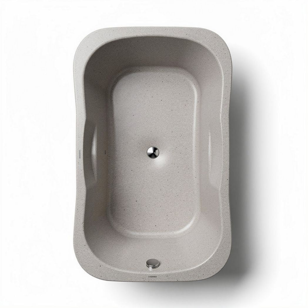 Freestanding rectangular bathtub made of stone resin in beige 120 x 80 x 45cm