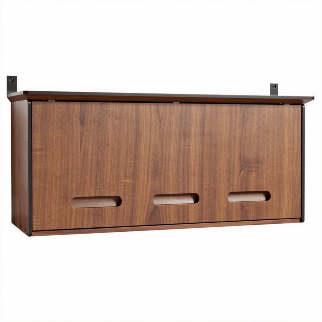 Wall-mounted storage cabinet with wood finish and sliding door 70 x 30 x 25cm