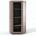 Glass door storage cabinet in beige with adjustable shelves 80 x 40 x 180cm