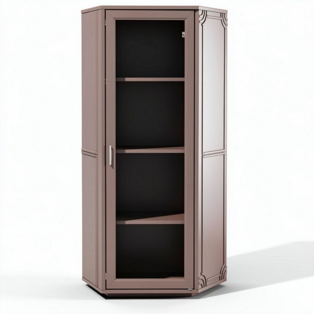 Glass door storage cabinet in beige with adjustable shelves 80 x 40 x 180cm