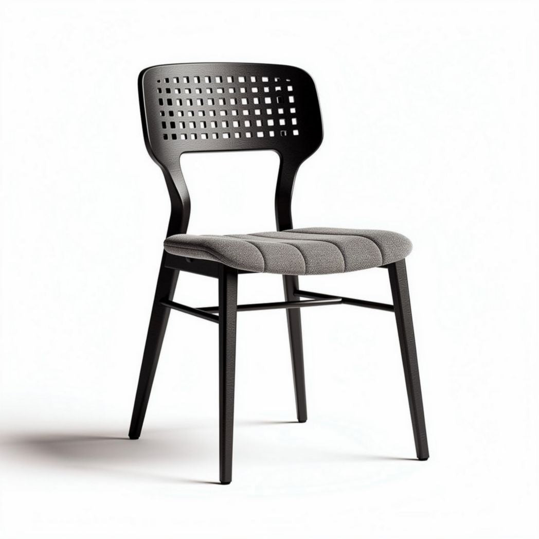 stackable dining chair with perforated backrest and padded seat 45 x 45 x 85cm