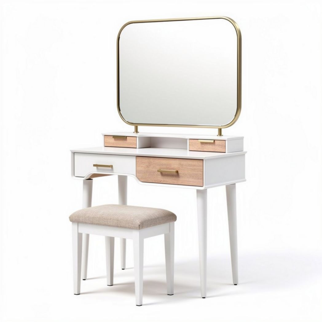 White vanity table with mirror and storage drawers 120 x 50 x 80cm